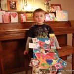 Ethan and all of his Valentine's cards.