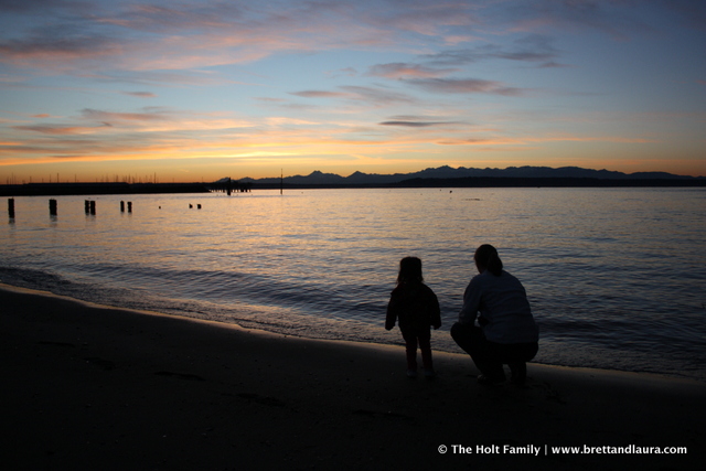 Sunset on the Olympic Mountains from Edmonds Beach