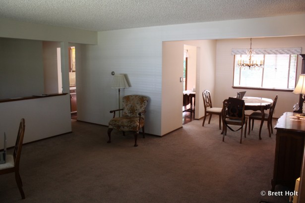 Family and Dining Room. Good-bye carpet.