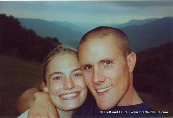 Brett and Laura hiking in the mountains in Alaverdi, Armenia